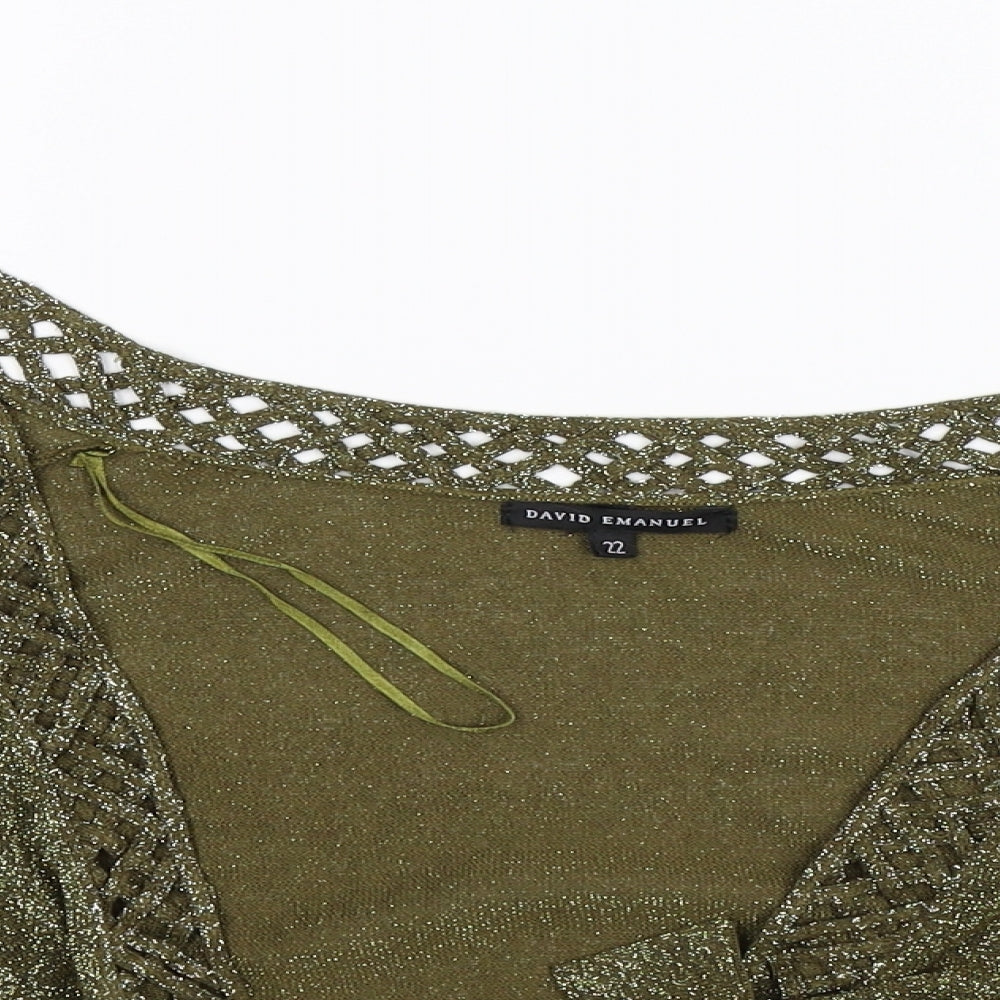 David Emanuel Womens Green  Knit Cardigan Jumper Size 22