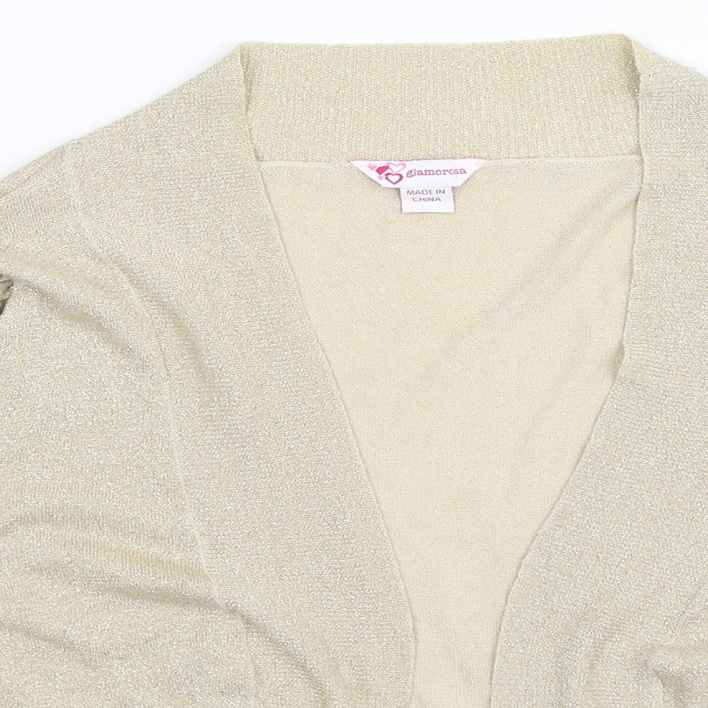 Glamorous Womens Gold  Knit Cardigan Jumper Size 24