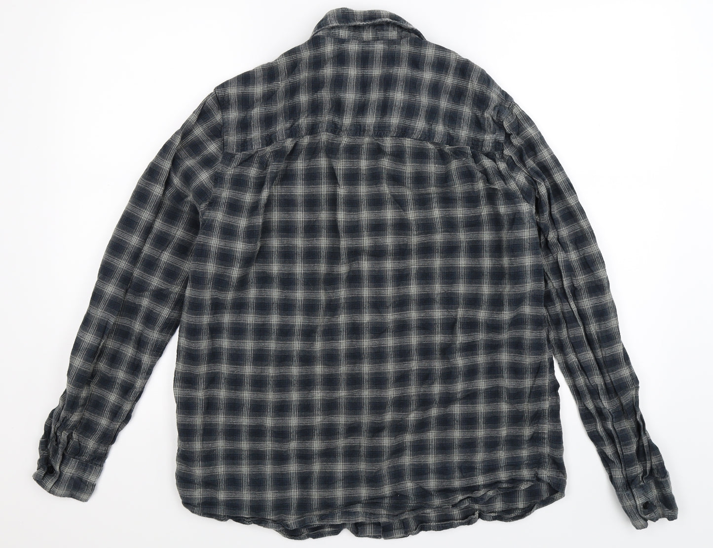 Krew Mens Blue Check   Button-Up Size M