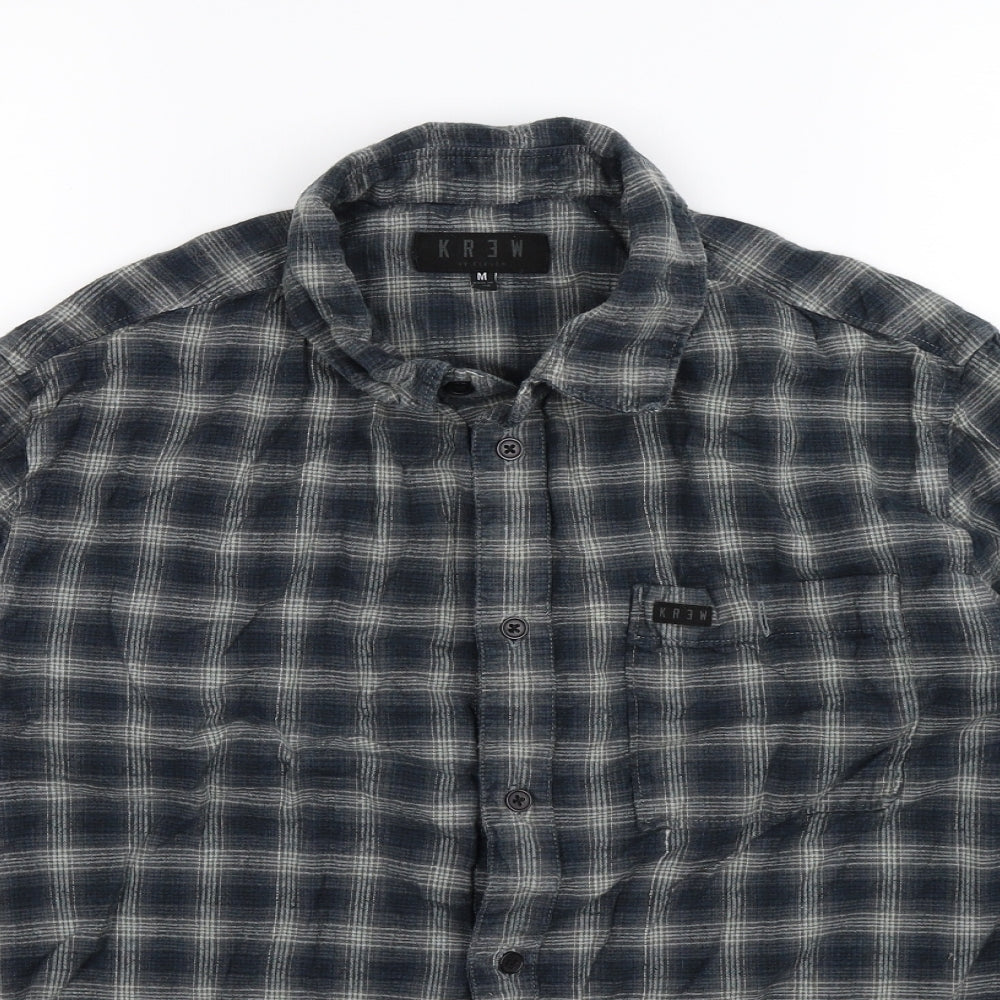 Krew Mens Blue Check   Button-Up Size M