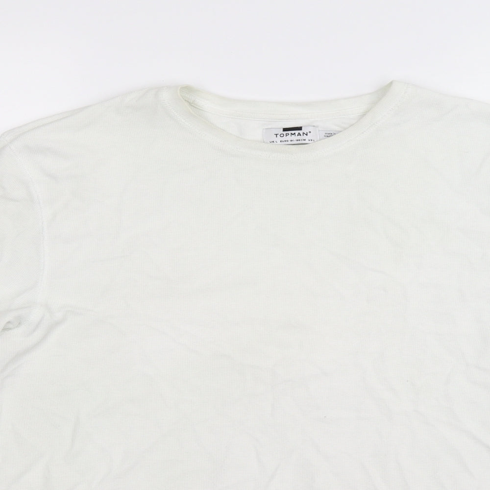 Topman Mens White   Pullover Sweatshirt Size L