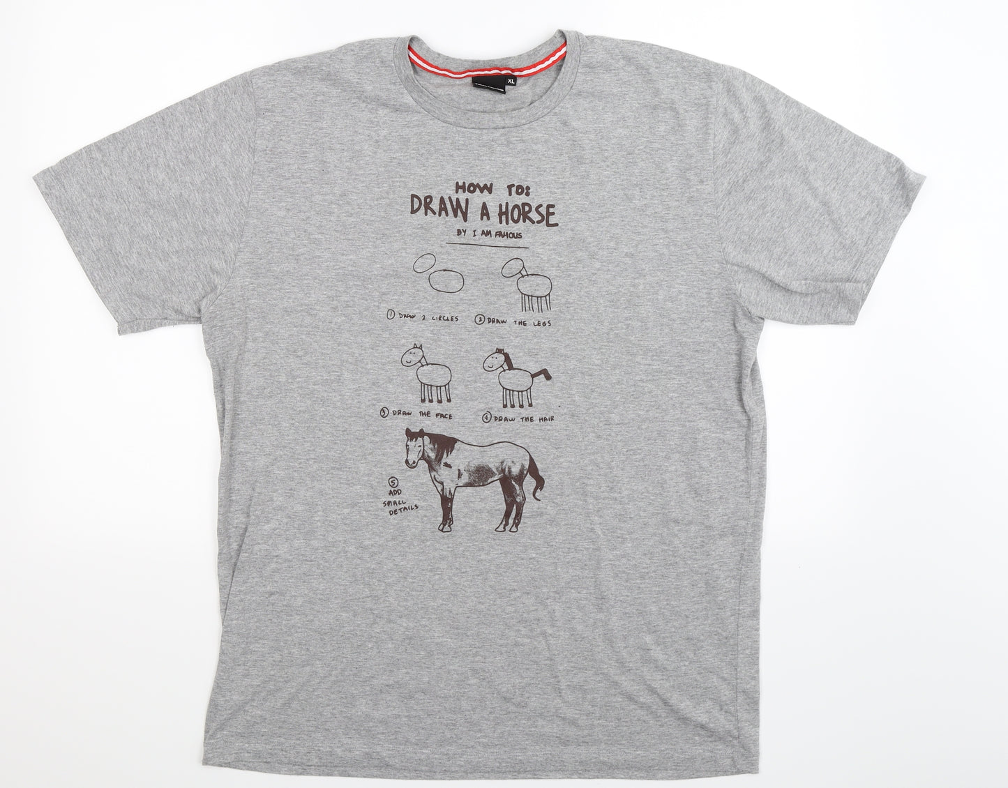 I Am Famous Mens Grey    T-Shirt Size XL