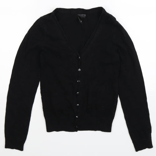 Divided Womens Black  Knit Cardigan Jumper Size 4