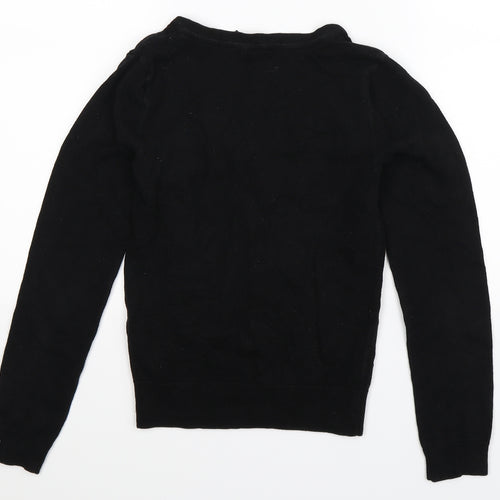 Divided Womens Black  Knit Cardigan Jumper Size 4