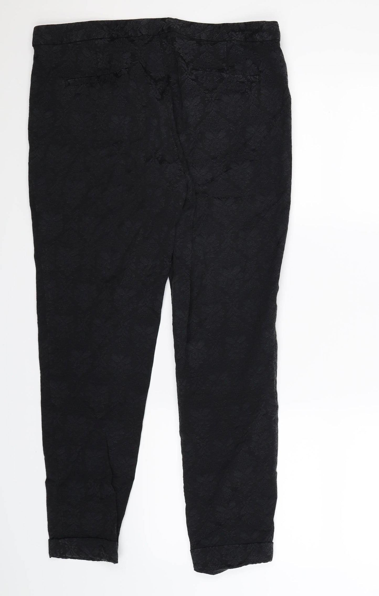 Zara Womens Black Floral  Trousers  Size L L26 in