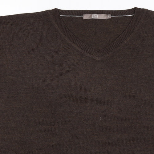 TU Mens Grey  Knit Pullover Jumper Size L