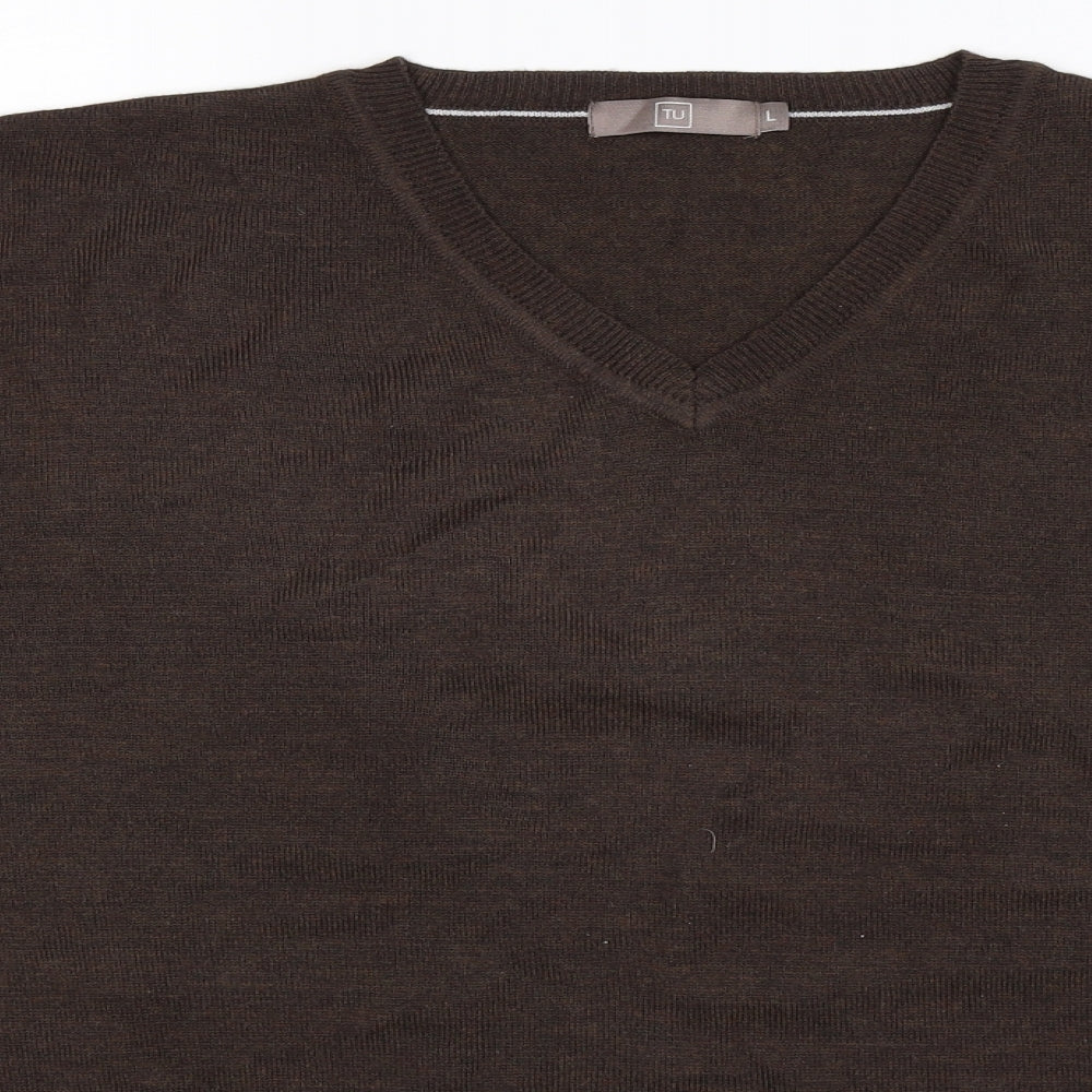 TU Mens Grey  Knit Pullover Jumper Size L