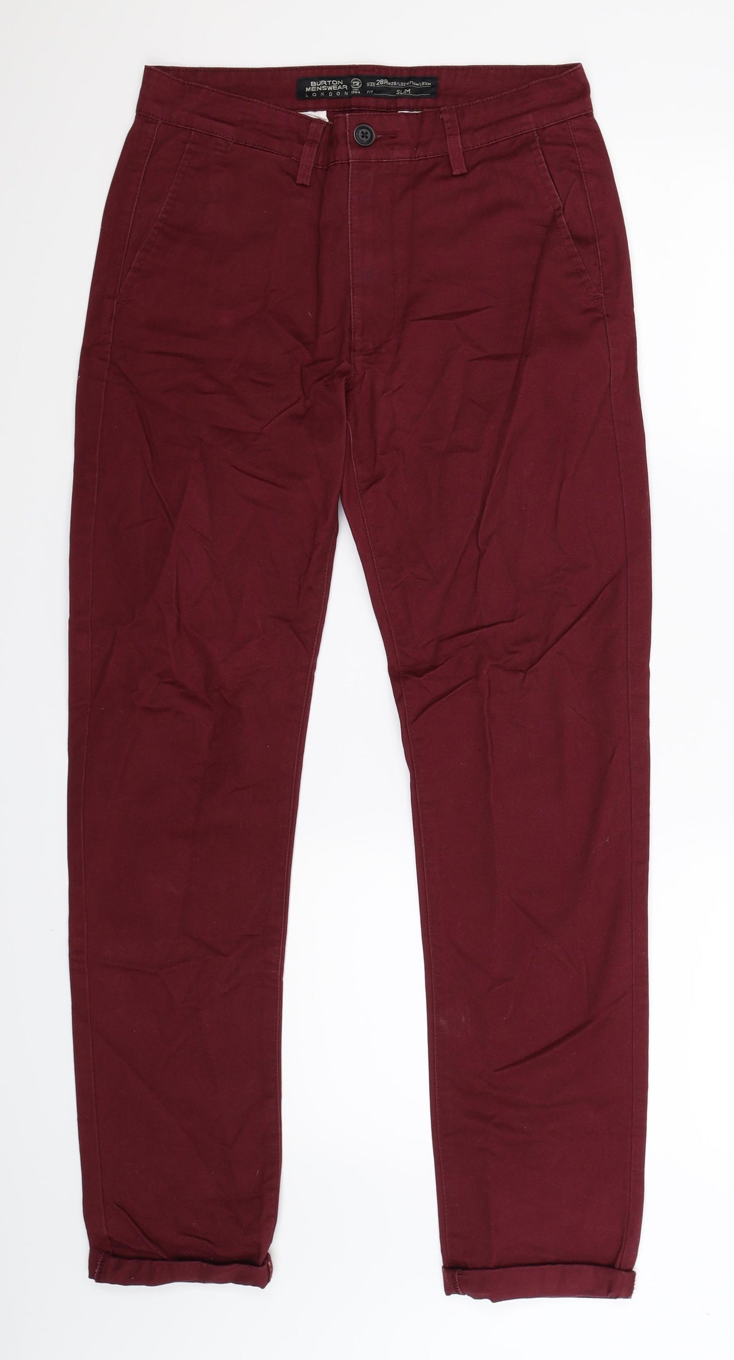 Burton Mens Brown   Chino Trousers Size 28 L32 in