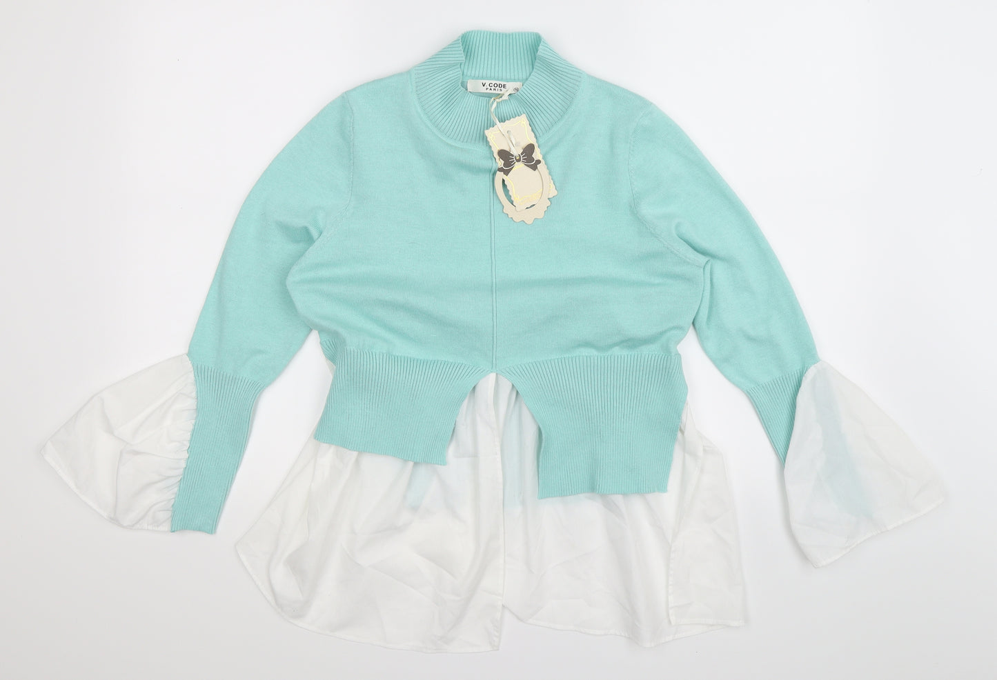 V Code Womens Green  Knit Pullover Jumper Size M