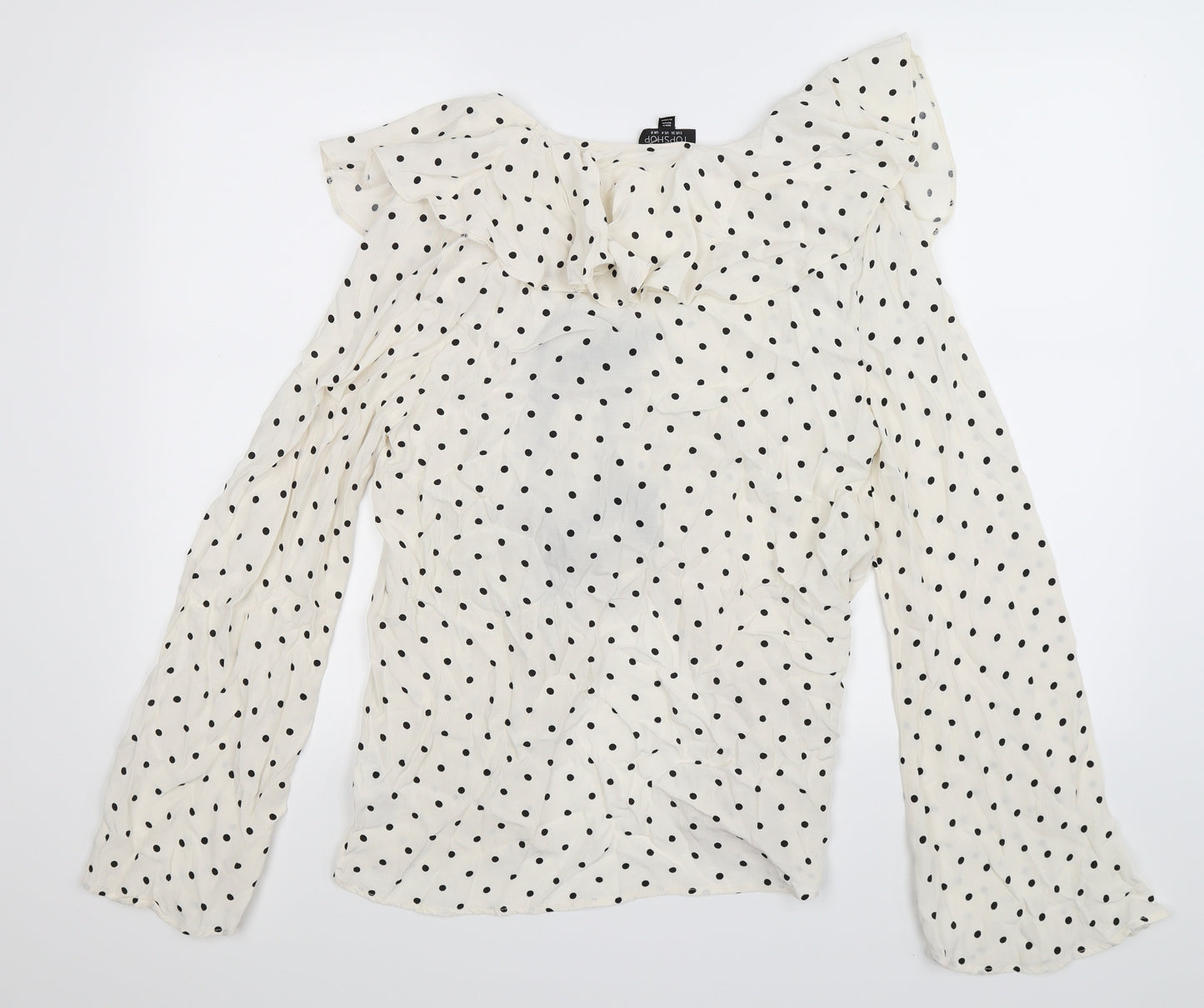 Topshop Womens White Polka Dot  Basic Blouse Size 8