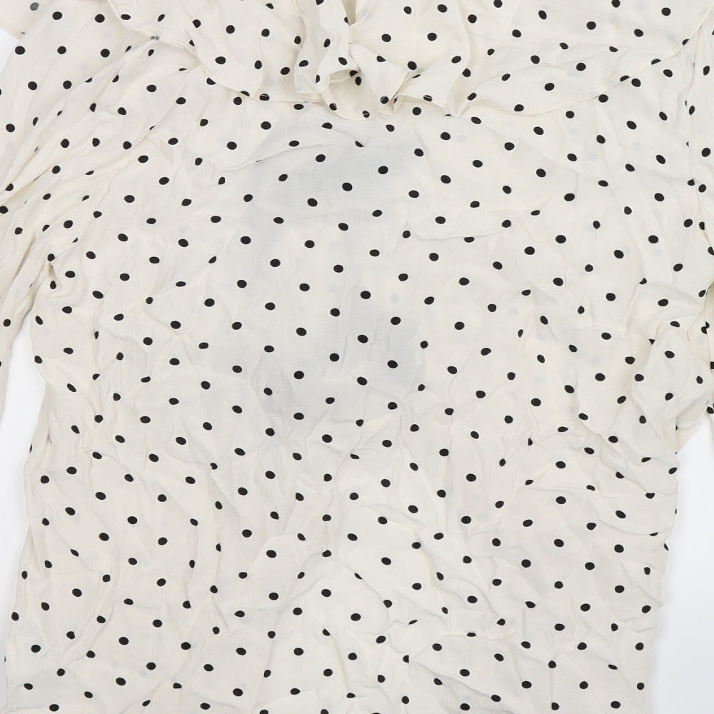 Topshop Womens White Polka Dot  Basic Blouse Size 8