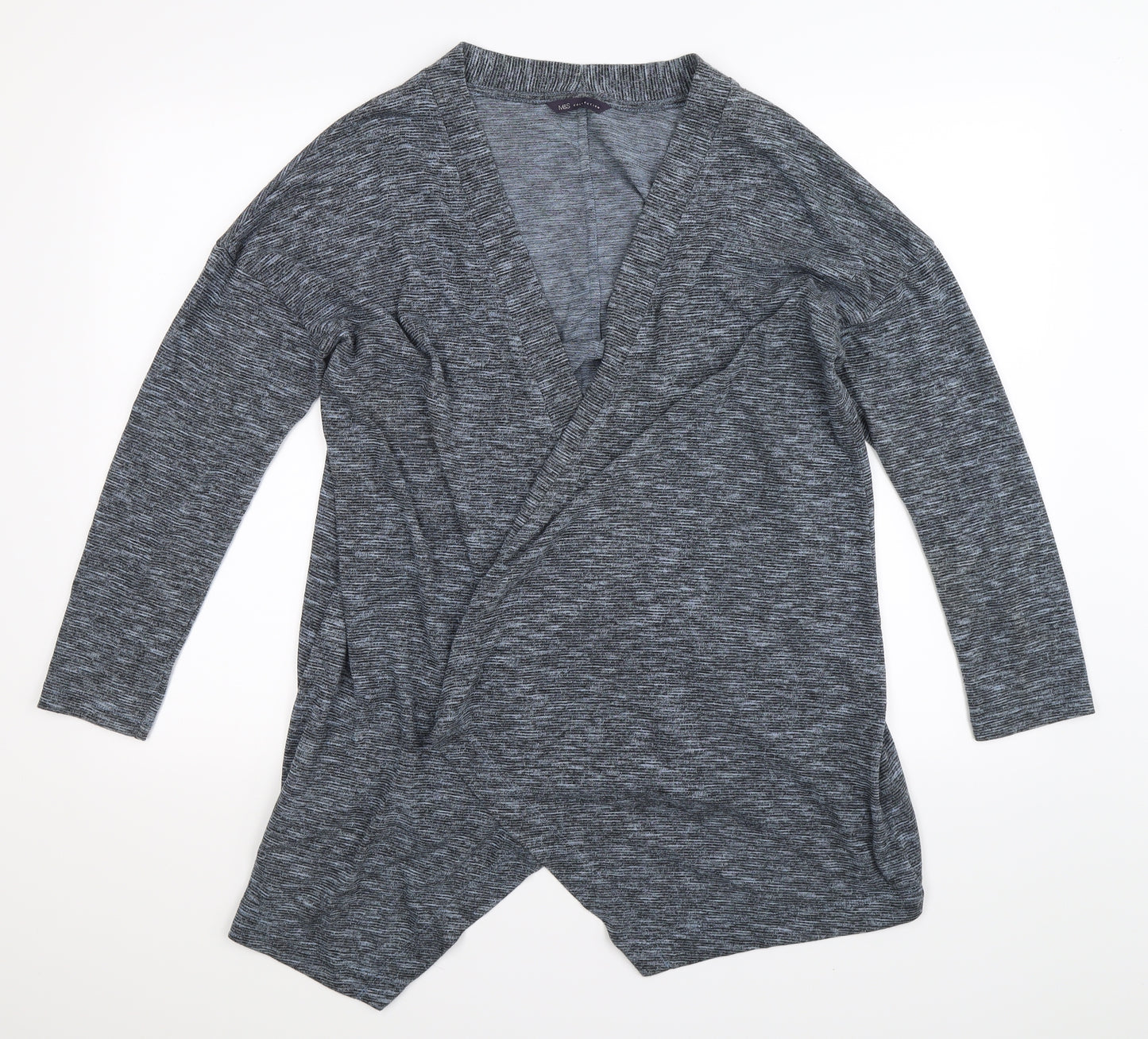 Marks and Spencer Womens Blue Striped  Cardigan Jumper Size 14