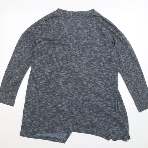 Marks and Spencer Womens Blue Striped  Cardigan Jumper Size 14