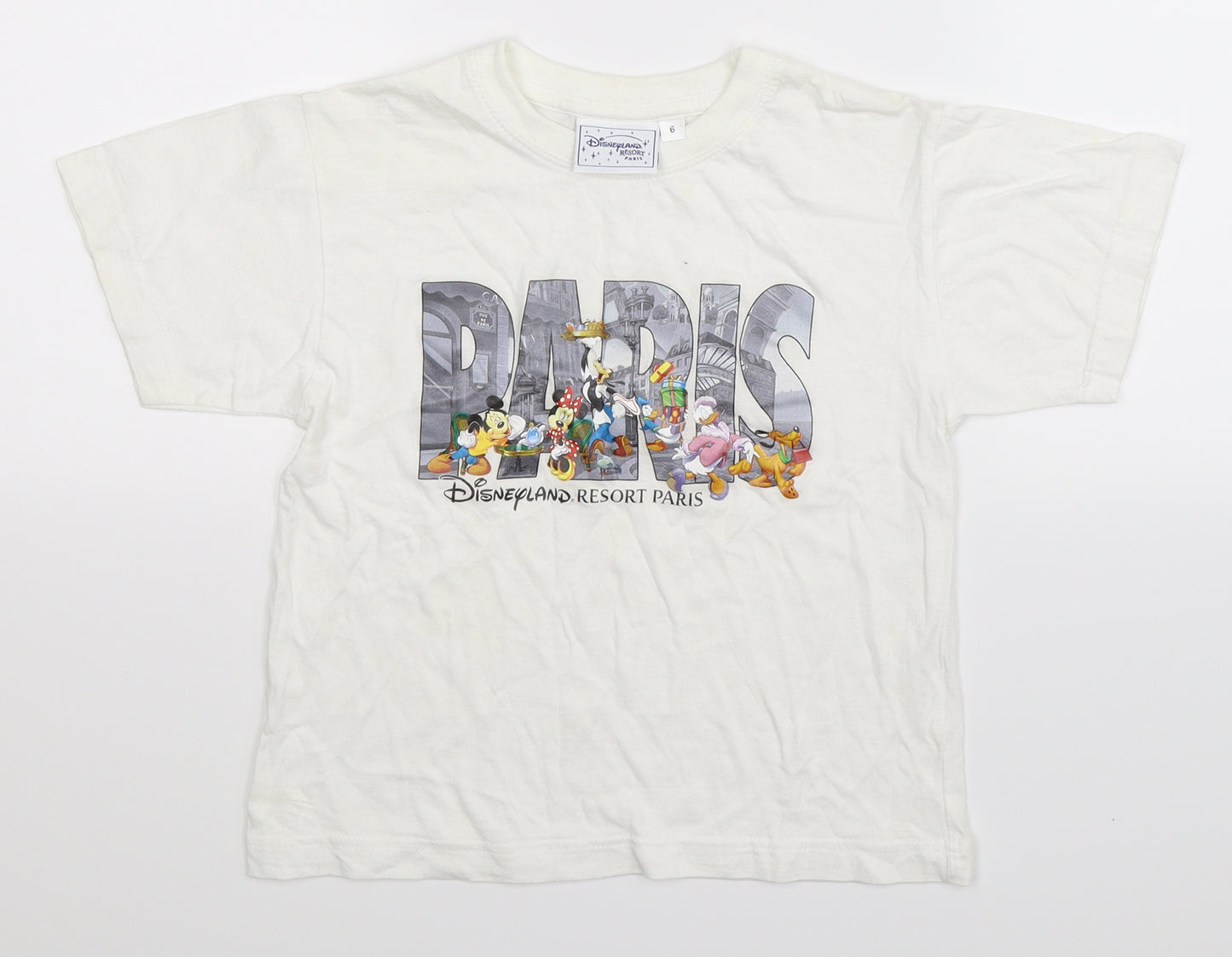 Disneyland Paris Boys White   Basic T-Shirt Size 6 Years