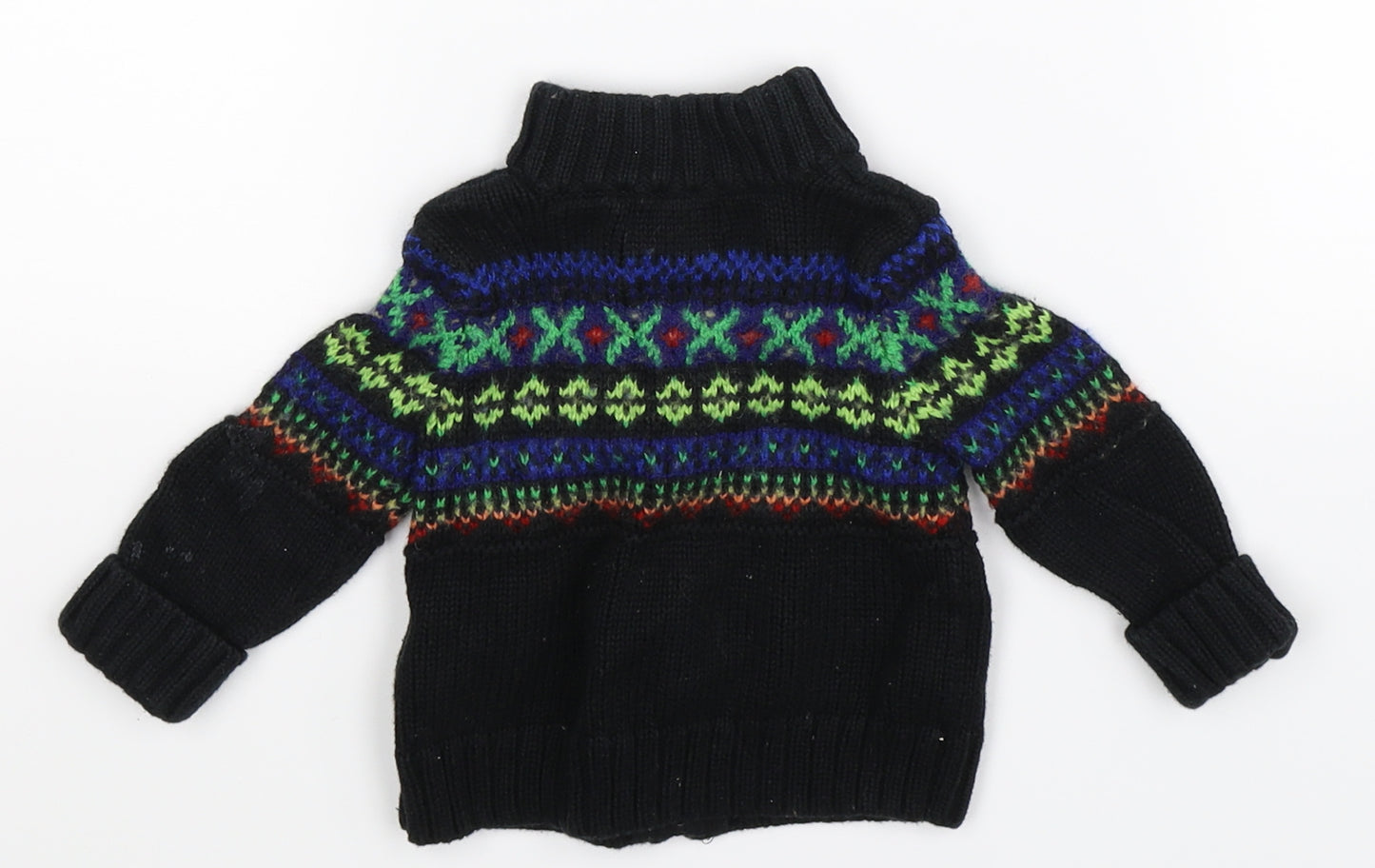 Ralph Lauren Boys Black Geometric Knit Cardigan Jumper Size 6-9 Months