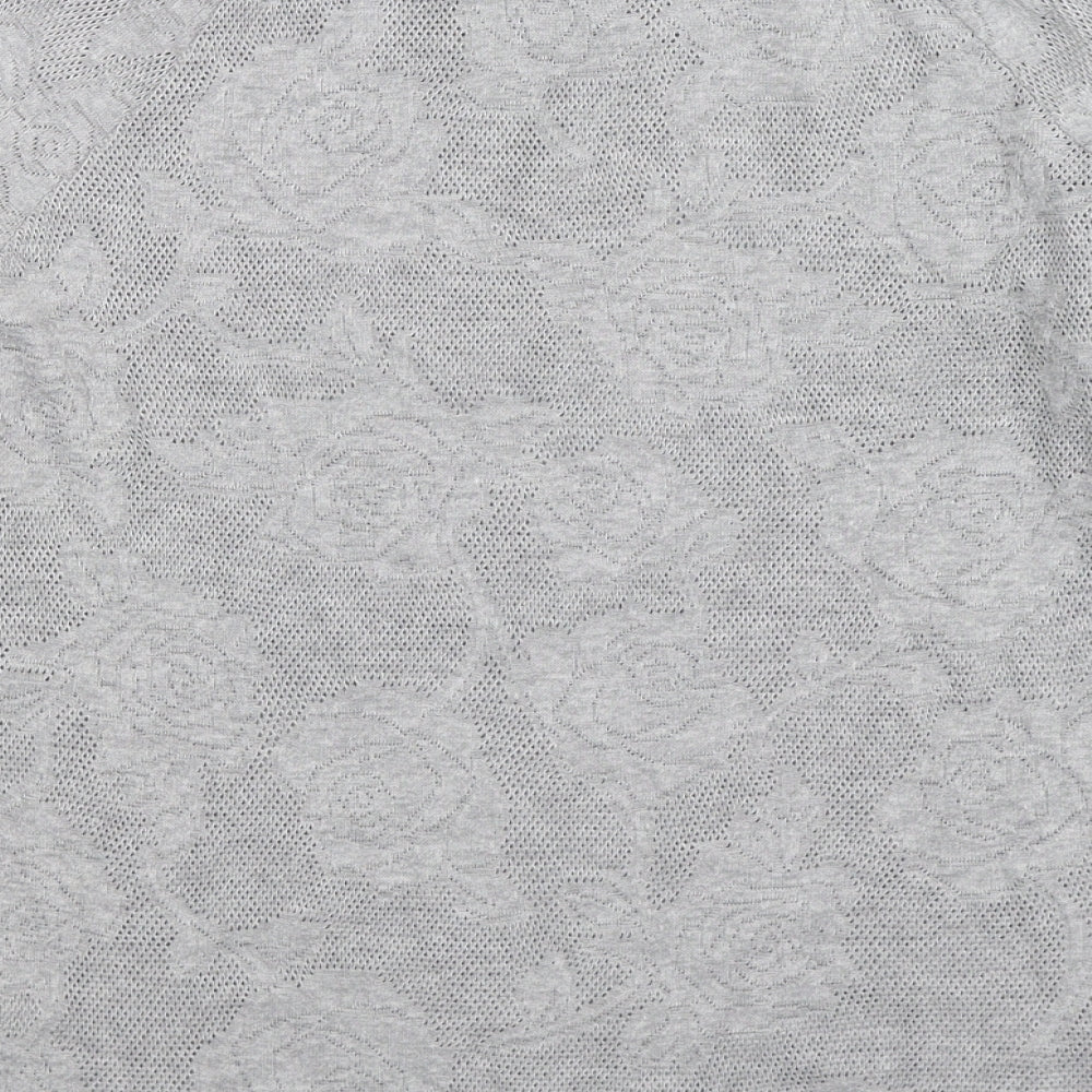 NEXT Womens Grey Floral Knit Pullover Jumper Size 10