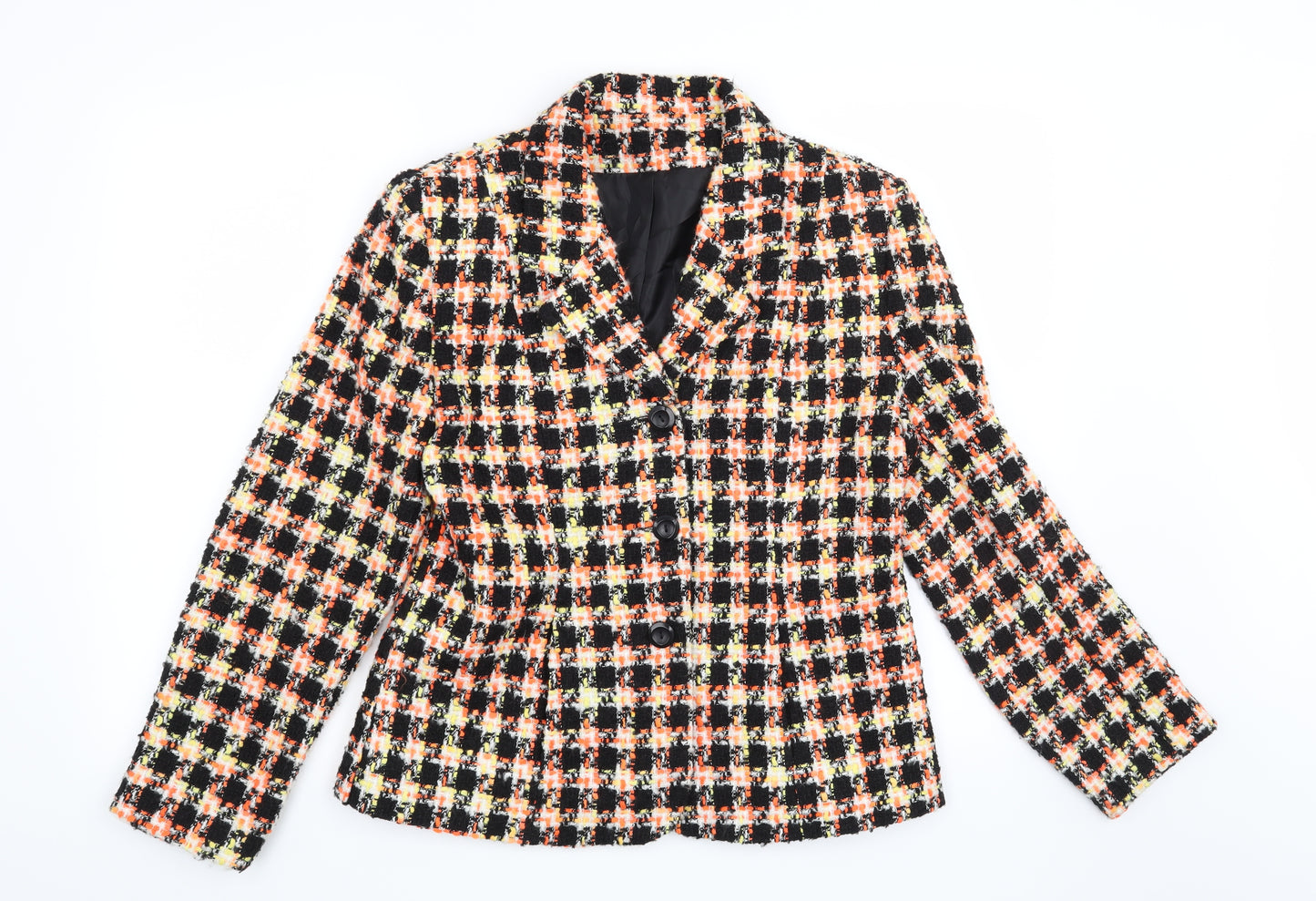 Preworn Womens Black Check  Jacket Blazer Size 14