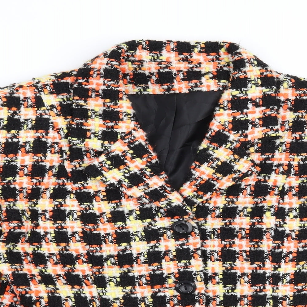 Preworn Womens Black Check  Jacket Blazer Size 14
