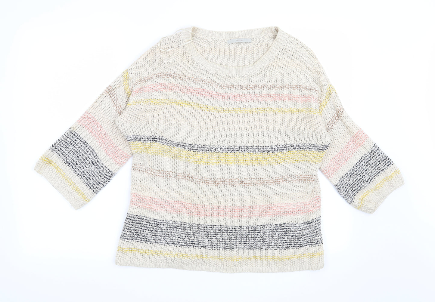 George Womens Beige Striped  Pullover Jumper Size 14