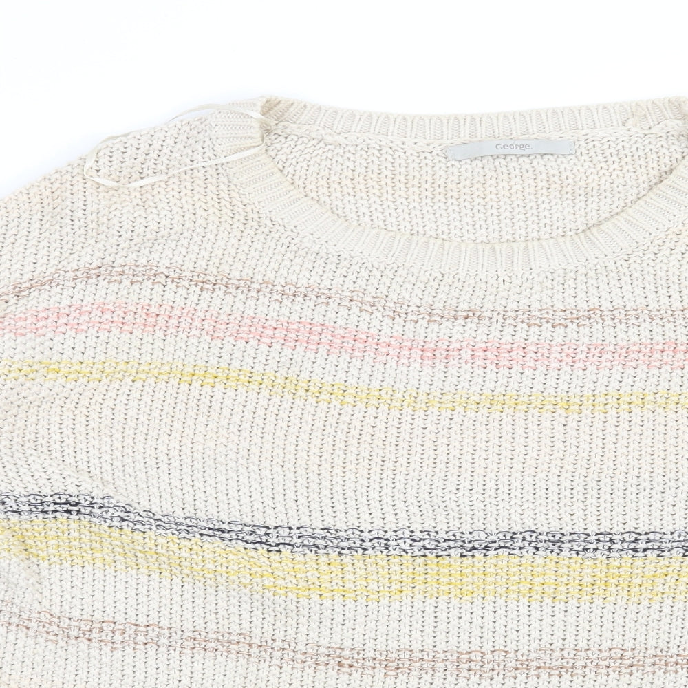George Womens Beige Striped  Pullover Jumper Size 14