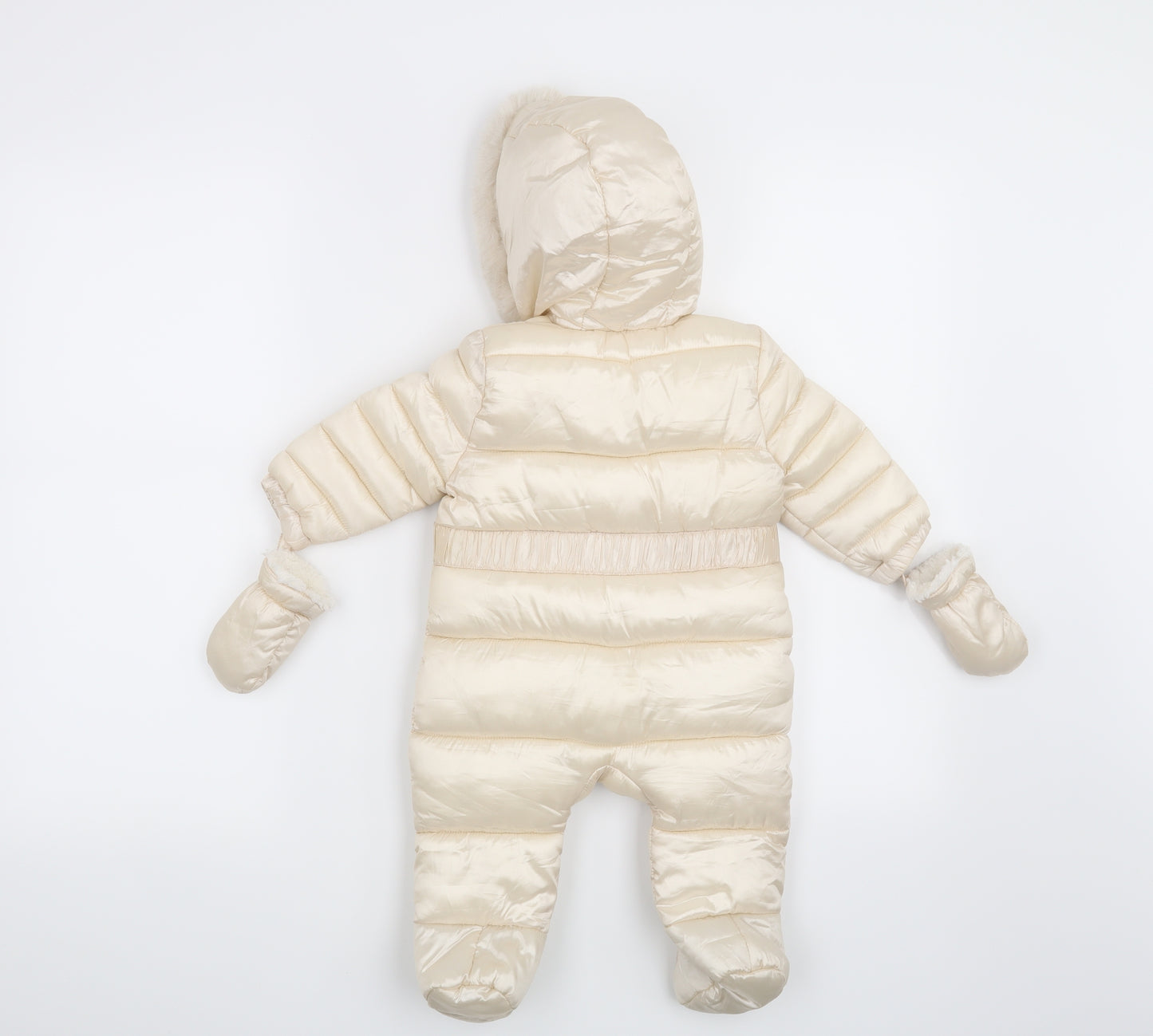 Fred & Flo Girls Beige   Overcoat Snowsuit Size 3-6 Months