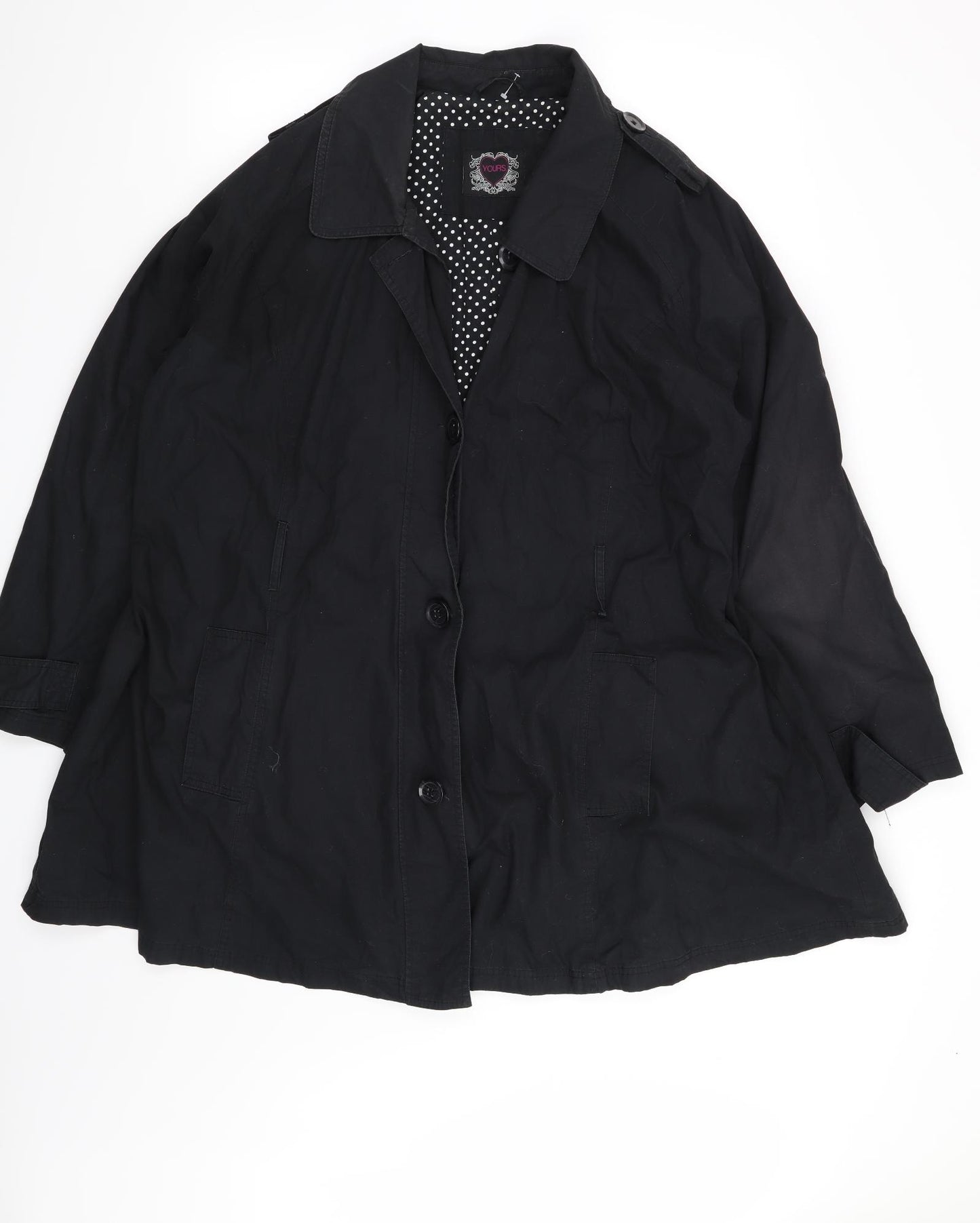 Yours Womens Black   Overcoat Coat Size 22