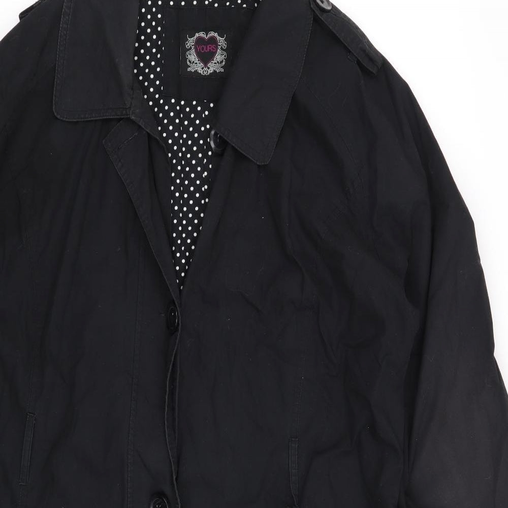 Yours Womens Black   Overcoat Coat Size 22