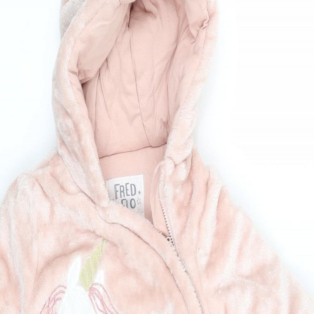 Fred & Flo Girls Pink   Overcoat Snowsuit Size 3-6 Months  - Unicorn