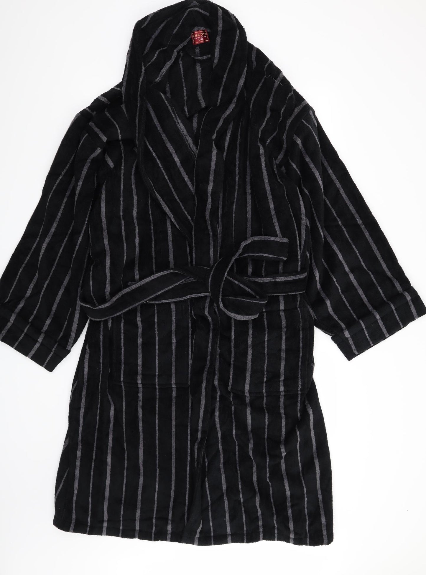 Burton Mens Black Striped   Robe Size L