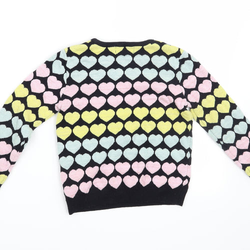 H&M Girls Black   Pullover Jumper Size 7-8 Years  - Hearts