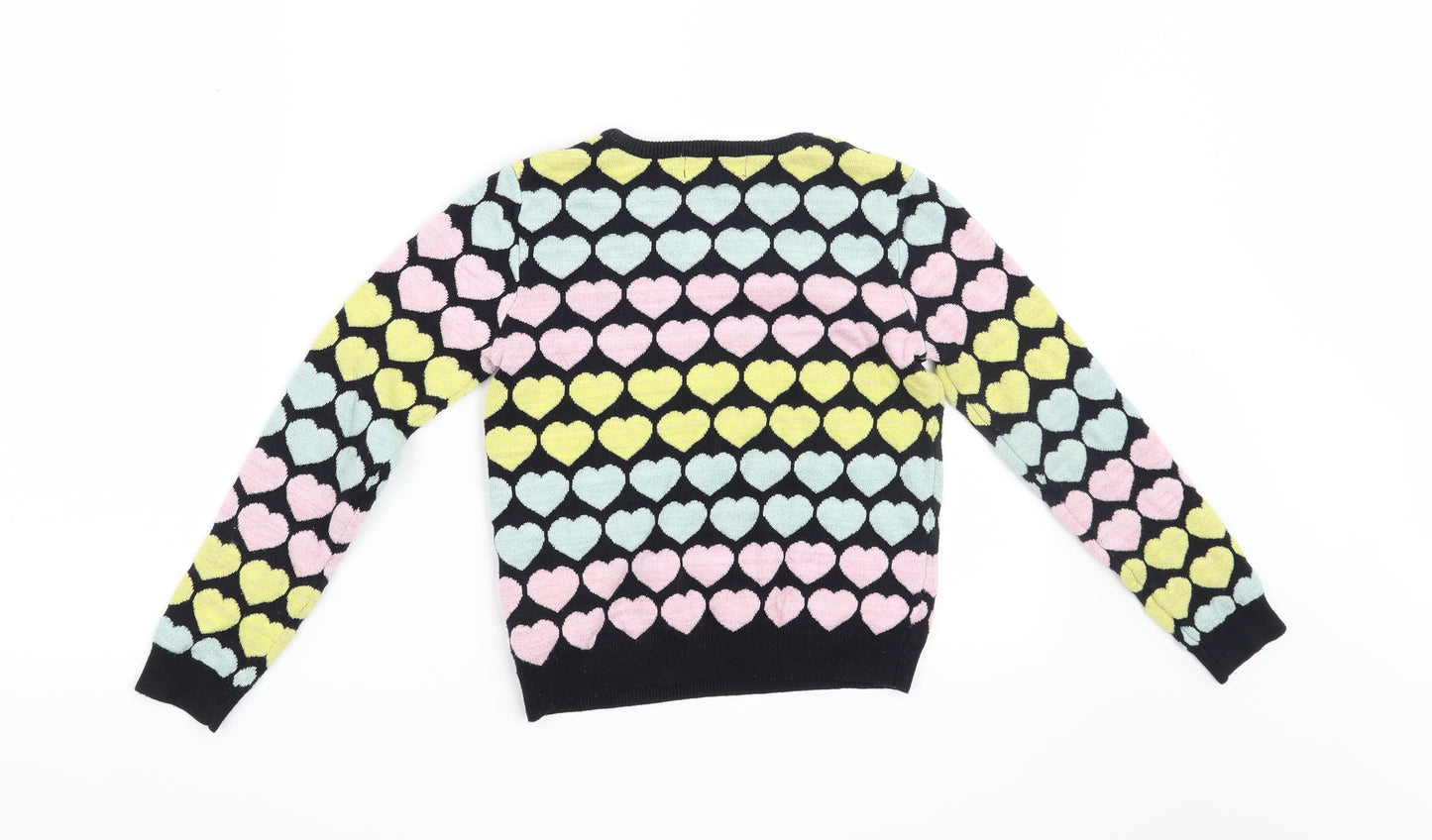 H&M Girls Black   Pullover Jumper Size 7-8 Years  - Hearts