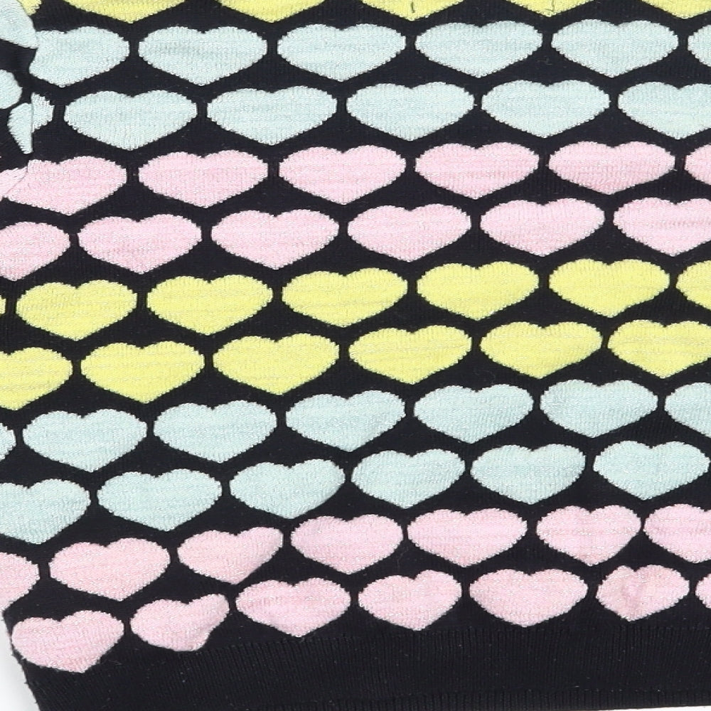 H&M Girls Black   Pullover Jumper Size 7-8 Years  - Hearts