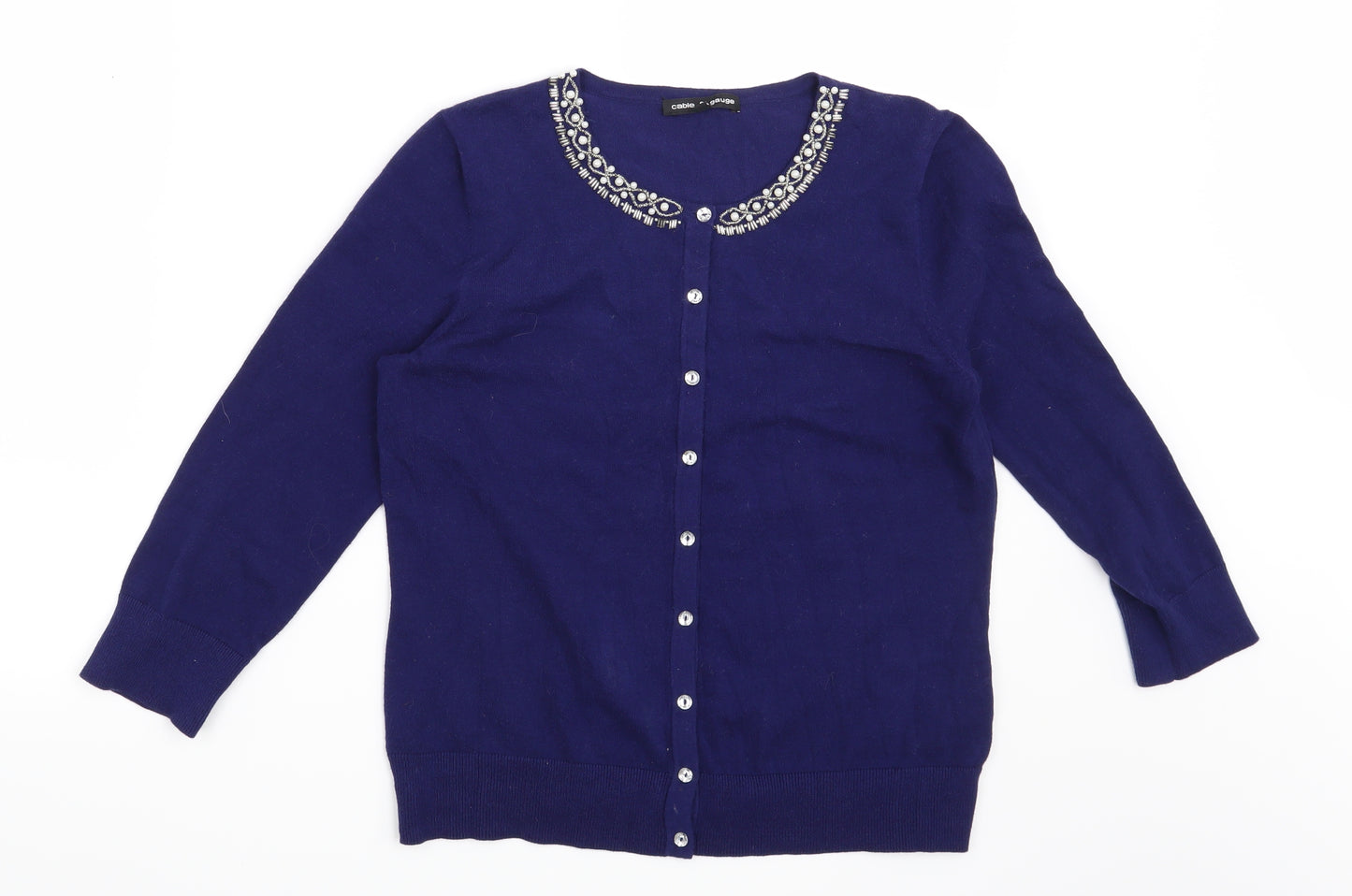 Cable & Gauge Womens Blue   Cardigan Jumper Size M