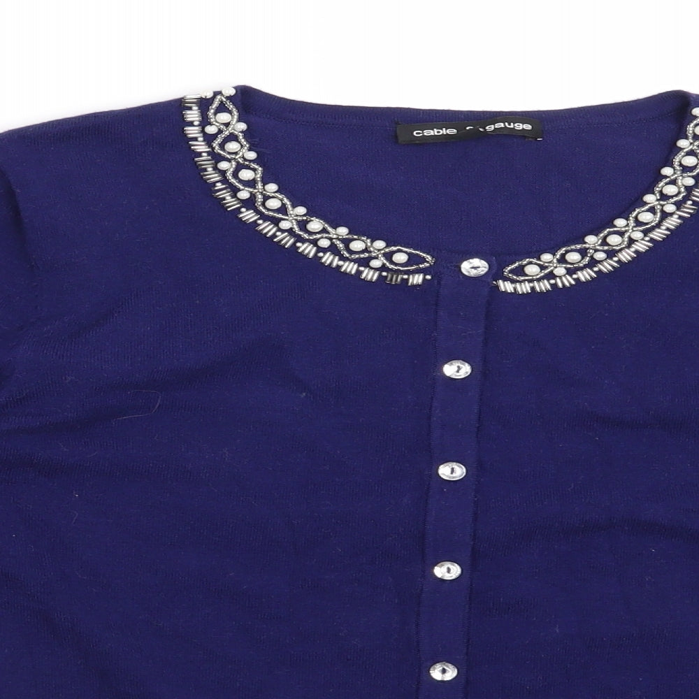 Cable & Gauge Womens Blue   Cardigan Jumper Size M