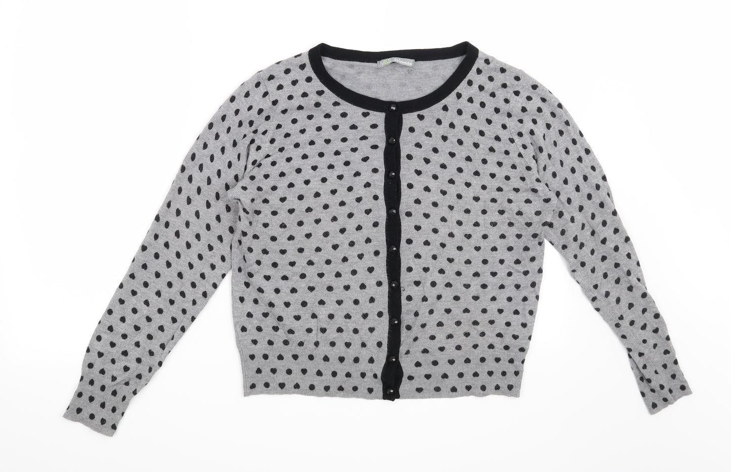 Marks and Spencer Womens Grey   Cardigan Jumper Size 14  - Hearts