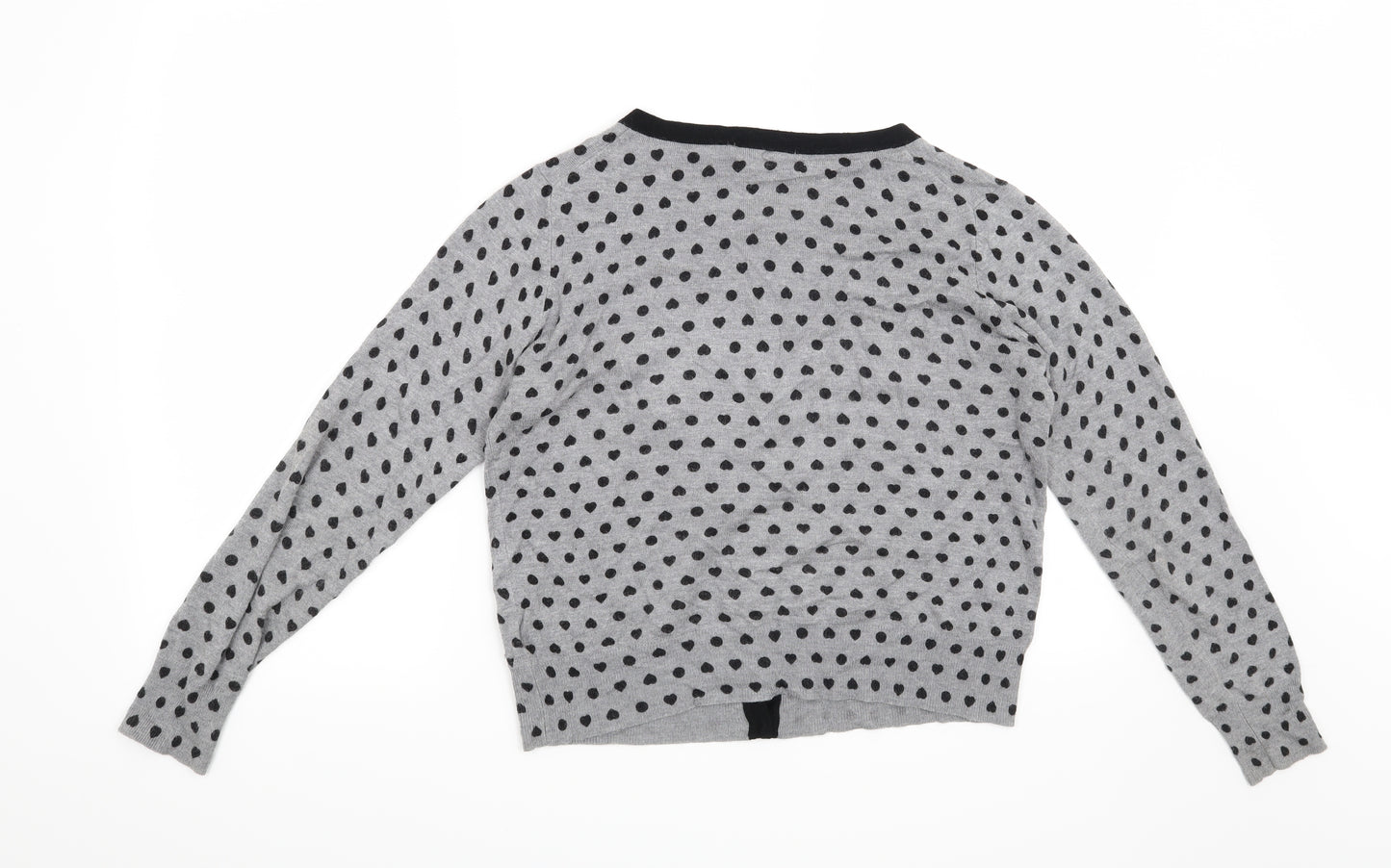 Marks and Spencer Womens Grey   Cardigan Jumper Size 14  - Hearts