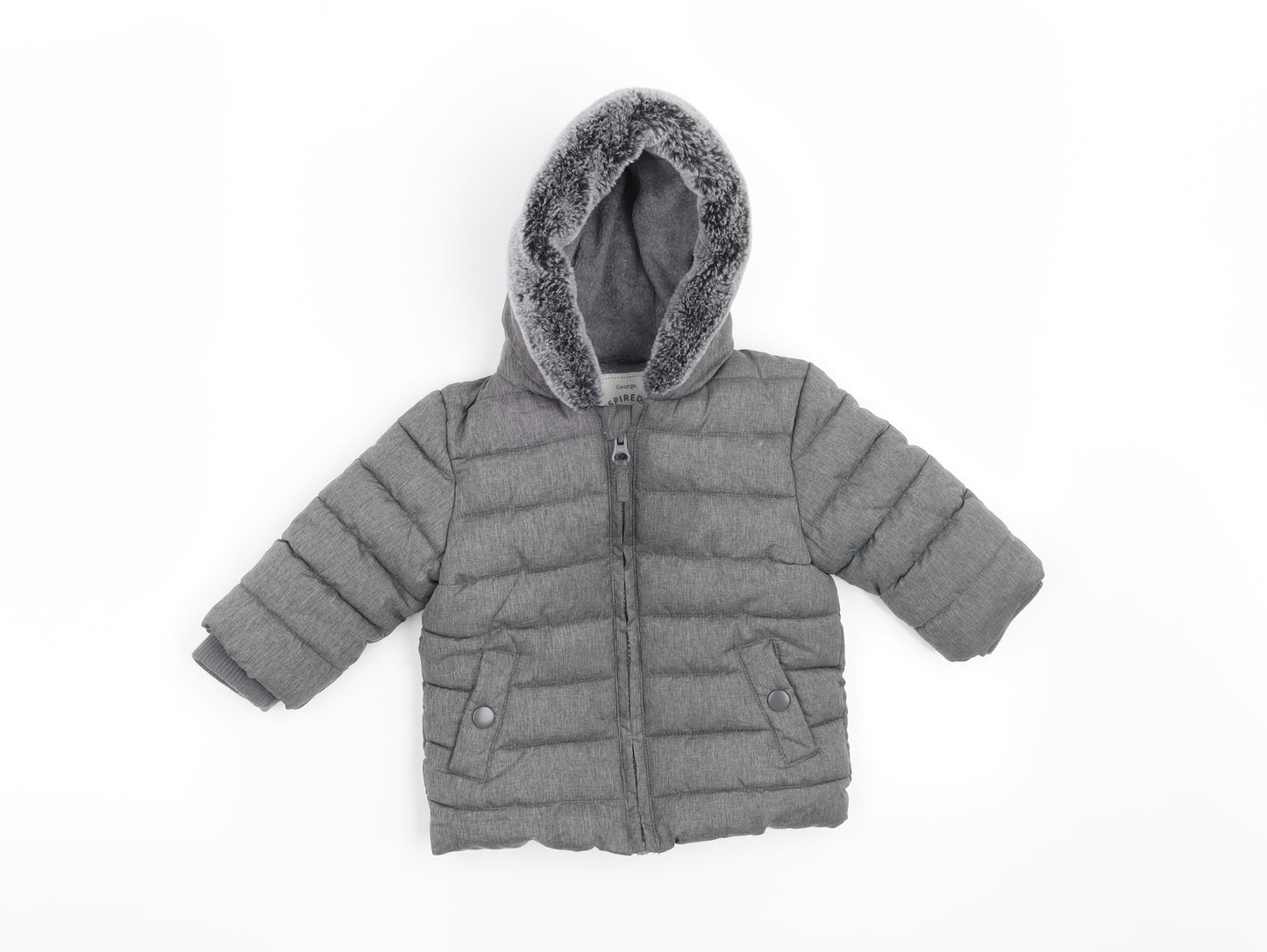 George Boys Grey   Overcoat Coat Size 3-6 Months