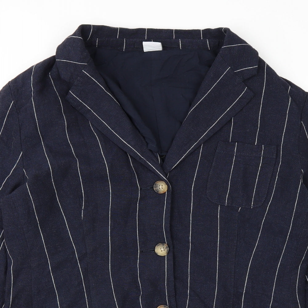 Cotton Womens Blue Striped  Basic Button-Up Size 12