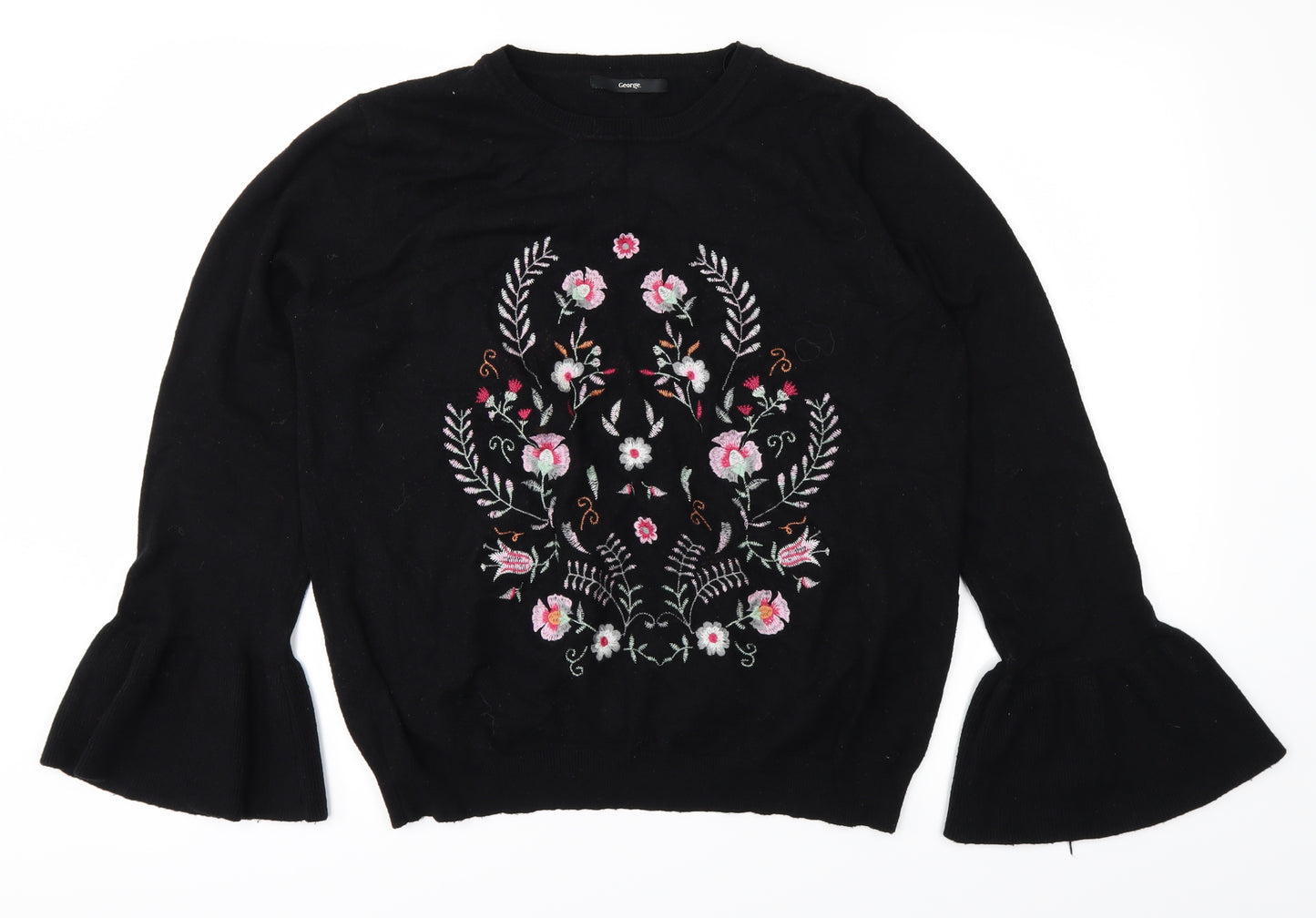 George Womens Black Floral  Pullover Jumper Size 14