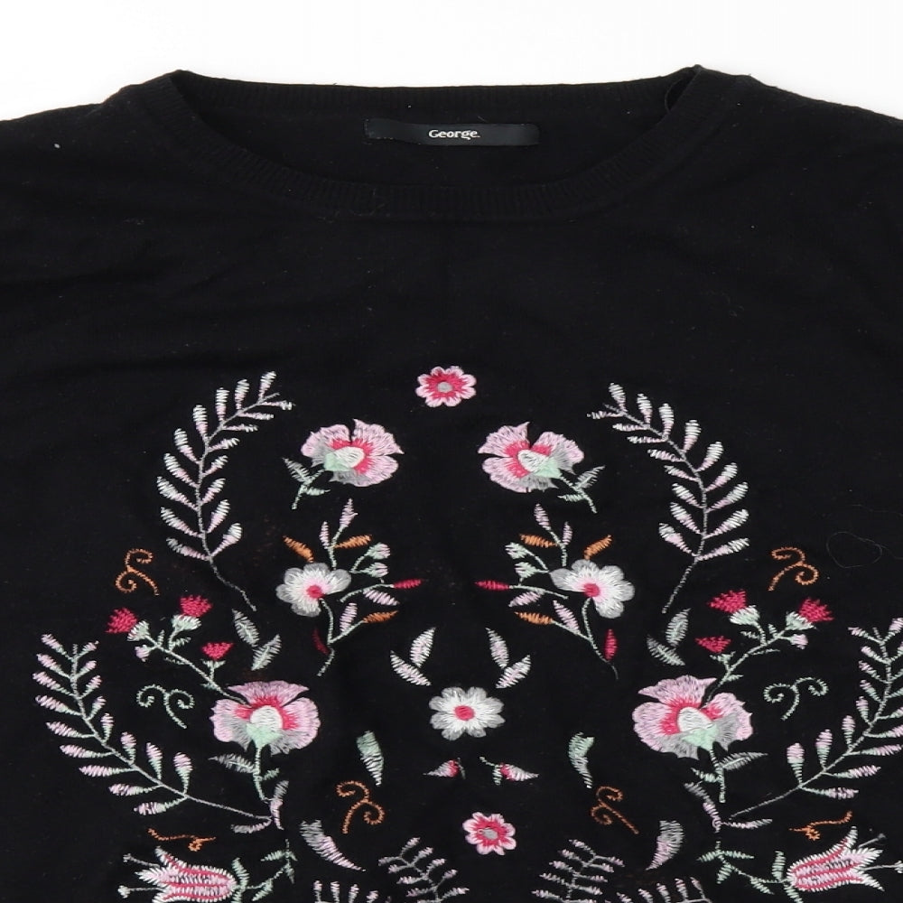 George Womens Black Floral  Pullover Jumper Size 14