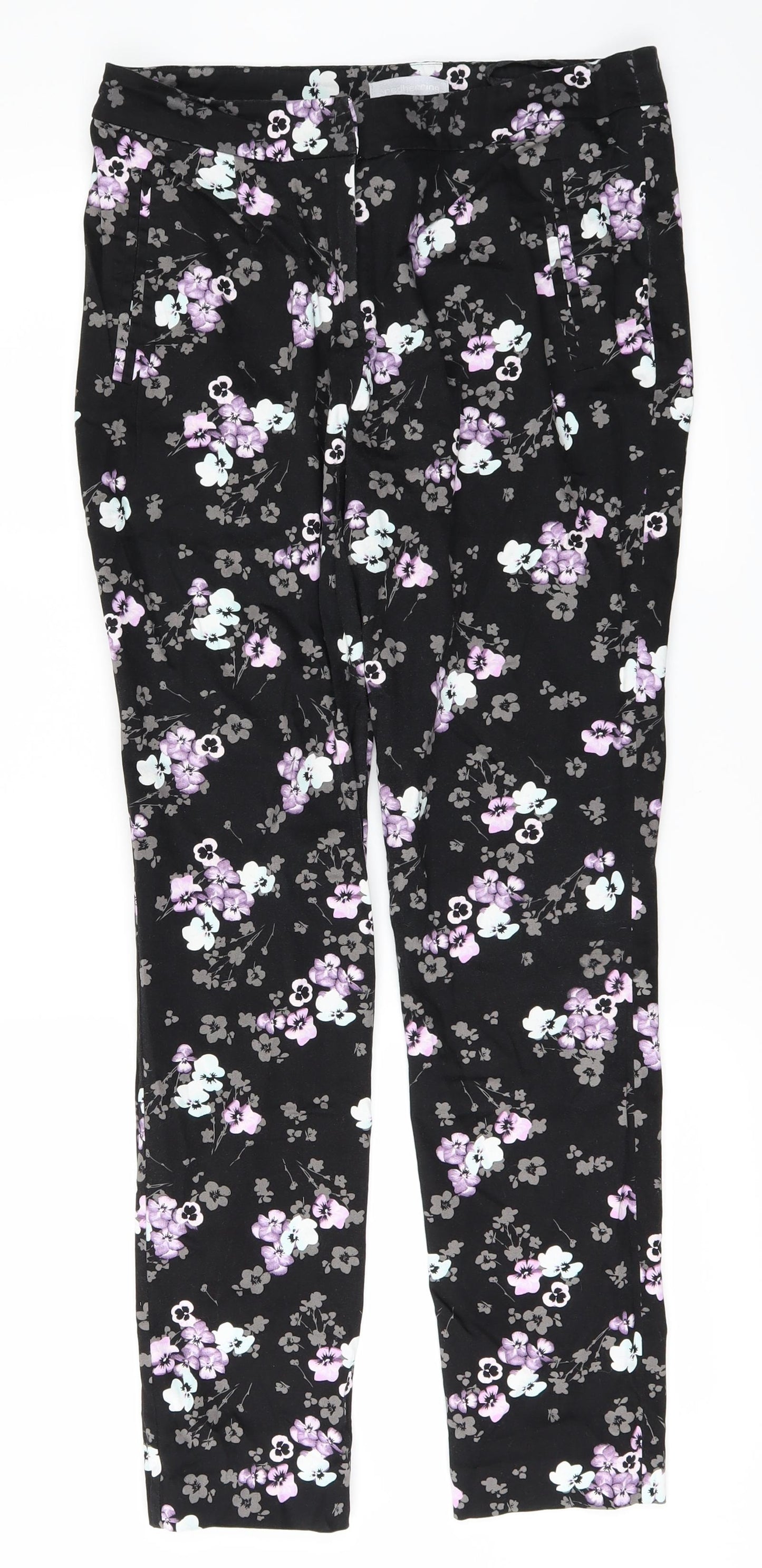 Redherring Womens Black Floral  Trousers  Size 10 L28 in