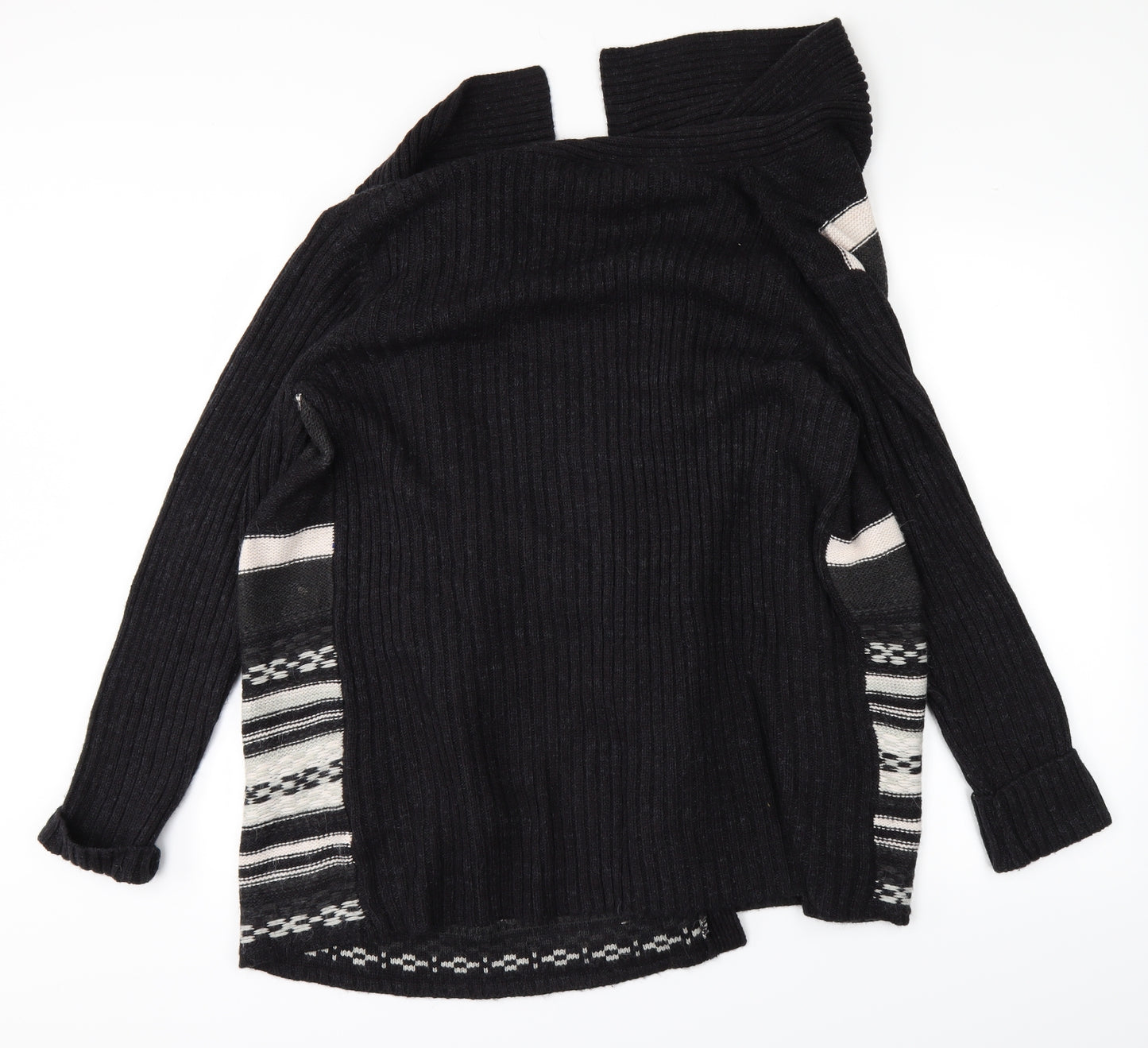 Savior Womens Black Striped Knit Cardigan Jumper Size 14