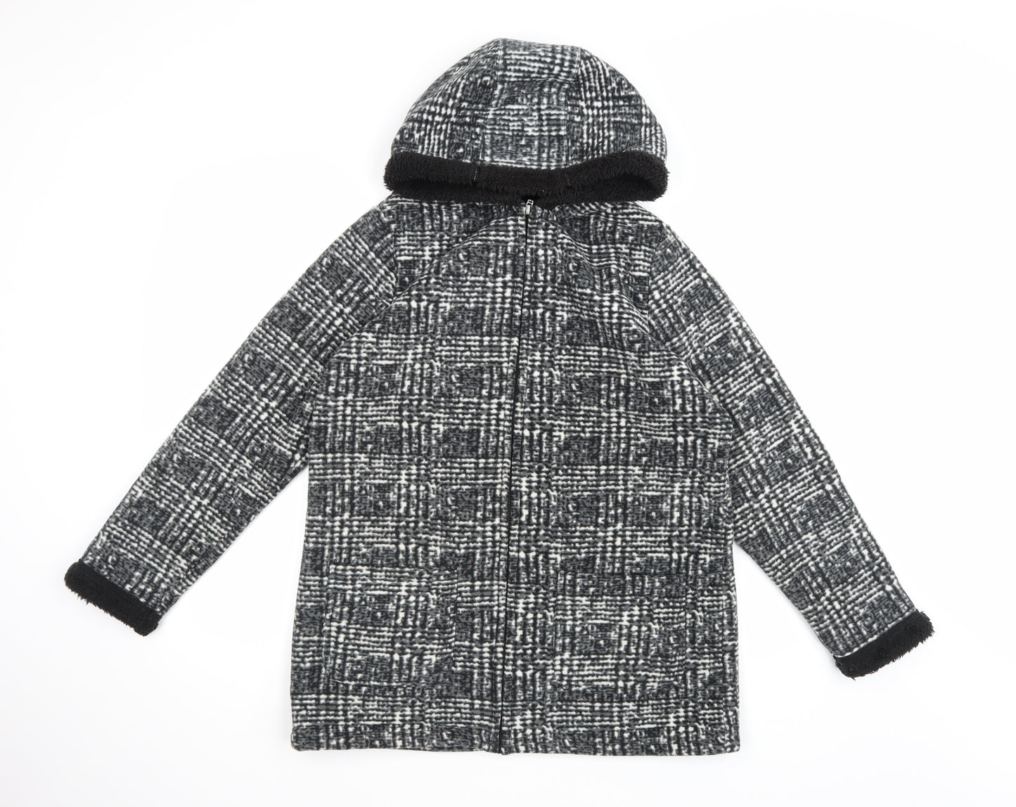 Preworn Womens Green Check Fleece Full Zip Hoodie Size S