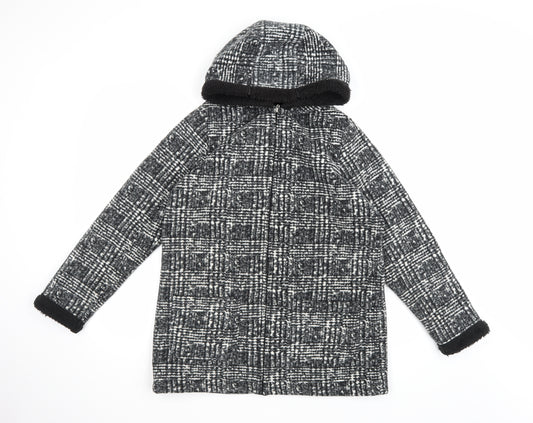 Preworn Womens Green Check Fleece Full Zip Hoodie Size S