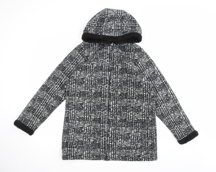 Preworn Womens Green Check Fleece Full Zip Hoodie Size S