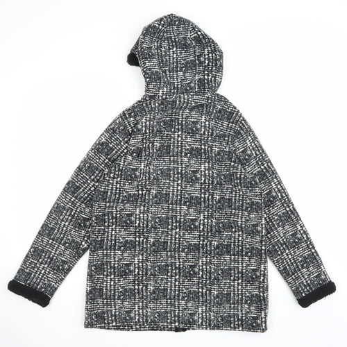 Preworn Womens Green Check Fleece Full Zip Hoodie Size S