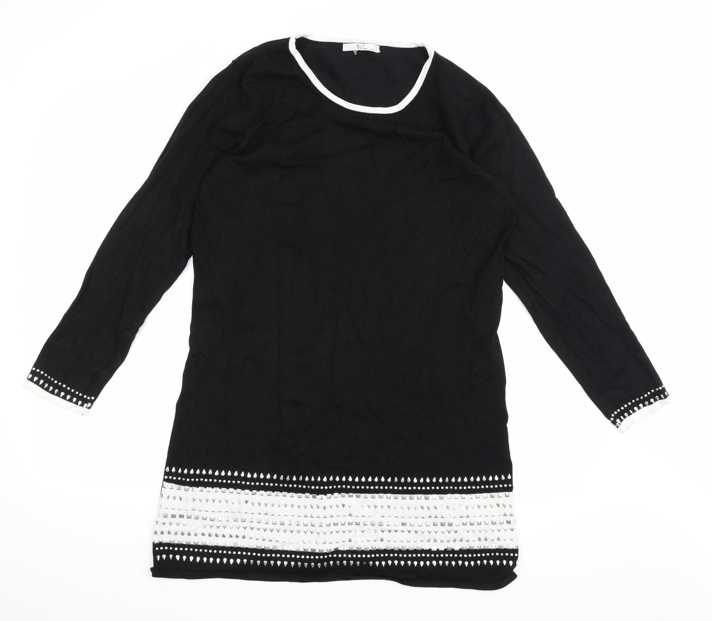 Klass Collection Womens Black  Knit Pullover Jumper Size 2XL