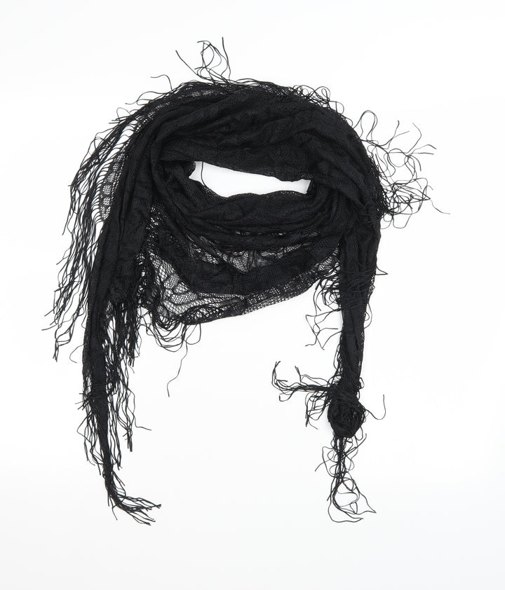 Preworn Womens Black Floral Knit Scarf