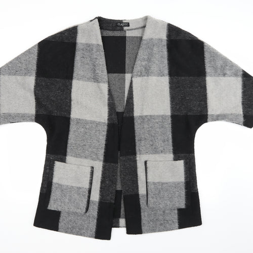 Classic Womens Grey Check Knit Cardigan Jumper Size 14