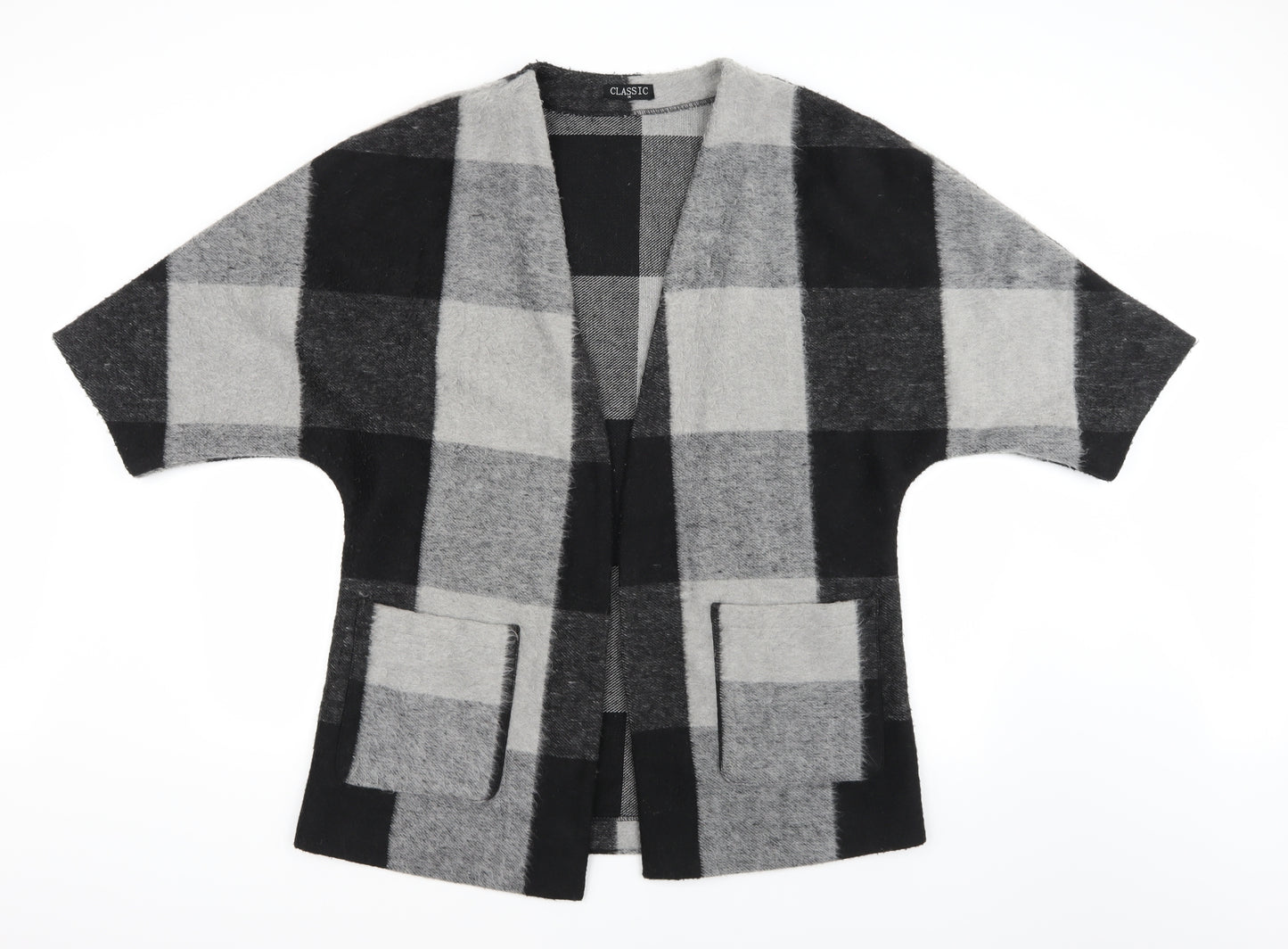 Classic Womens Grey Check Knit Cardigan Jumper Size 14